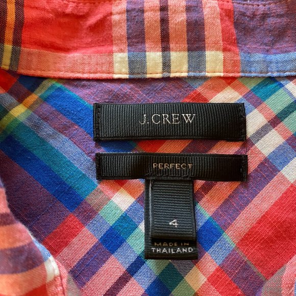 J.CREW Perfect Shirt In Colorful Plaid - EUC - Sz 4 - Picture 4 of 7